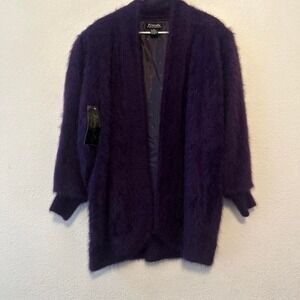 Vintage Angora long purple fur coat size L NWT by the brand Venesha